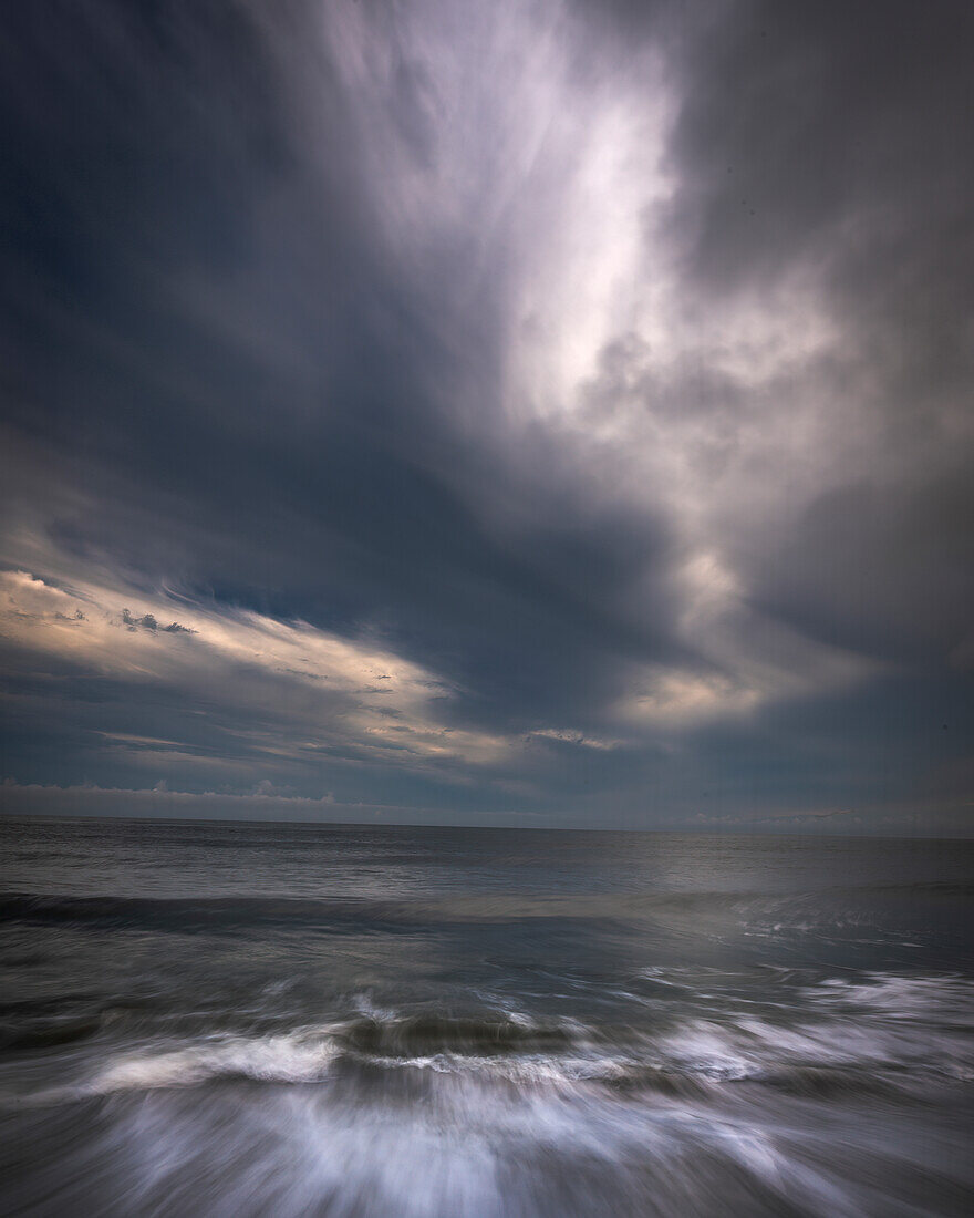 USA, New Jersey, Cape May National Seashore. Sunrise on ocean beach.