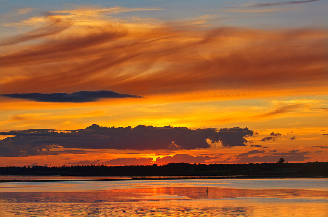 Canada, Prince Edward Island, Wood Islands. Sunset over Northumberland Strait.