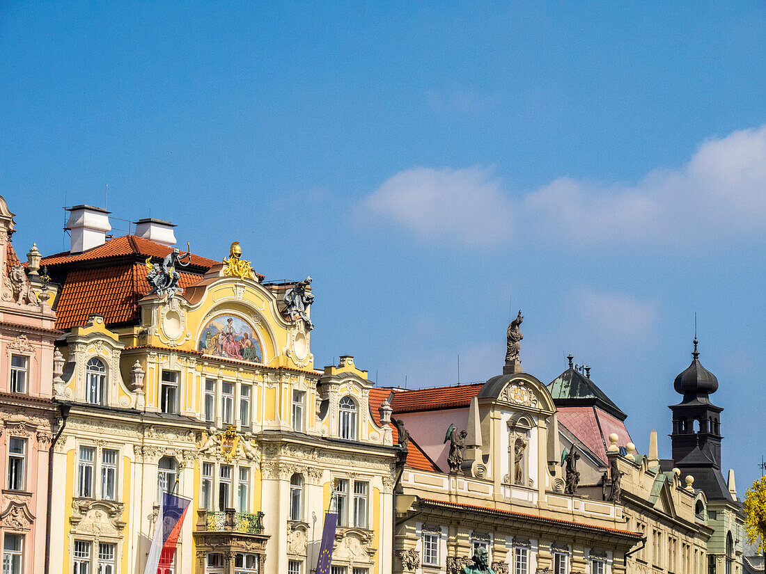 Europe, Czech Republic, Prague. Buildings along old town Prague.