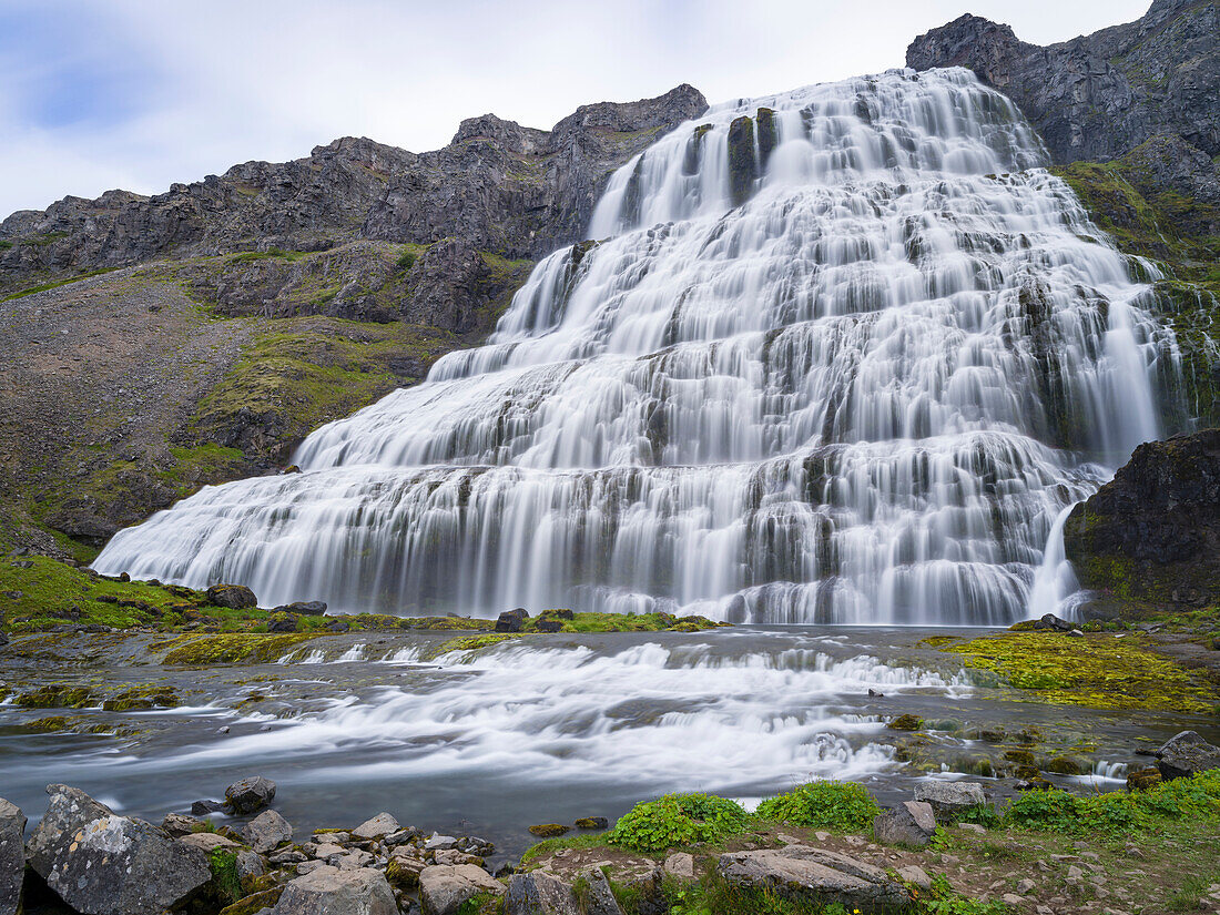 Dynjandi waterfall, an icon of the Westfjords in northwest Iceland.