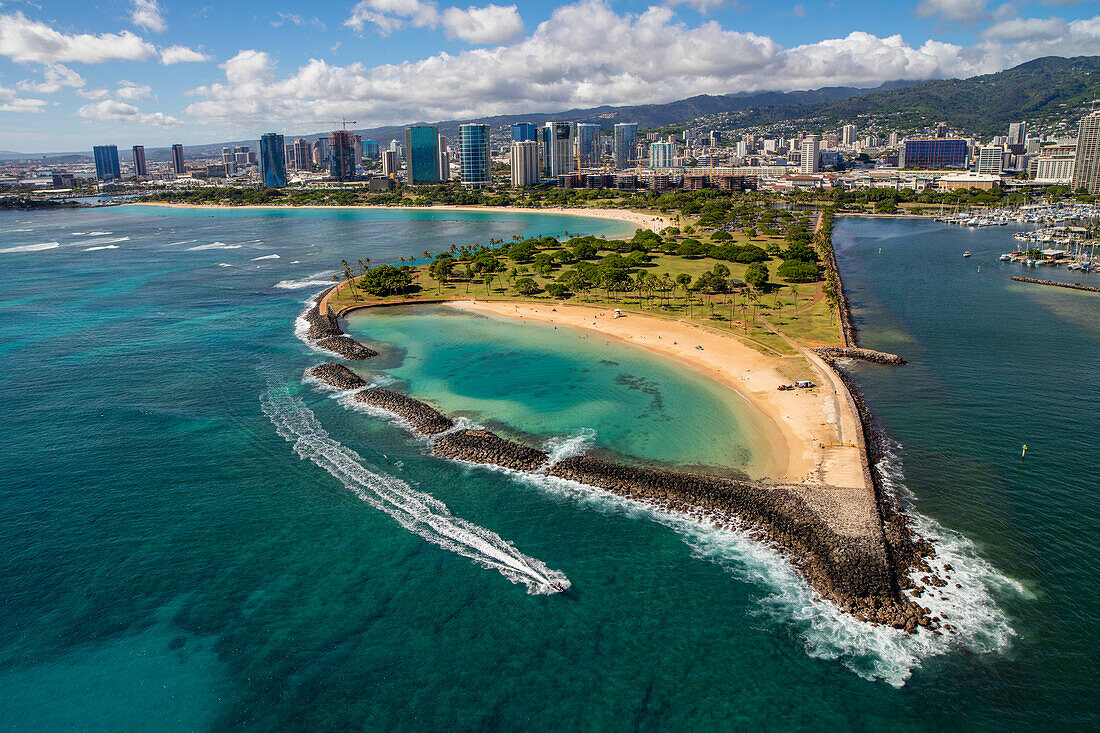 Magische Insel, Ala Moana Beach Park, Honolulu, Oahu, Hawaii