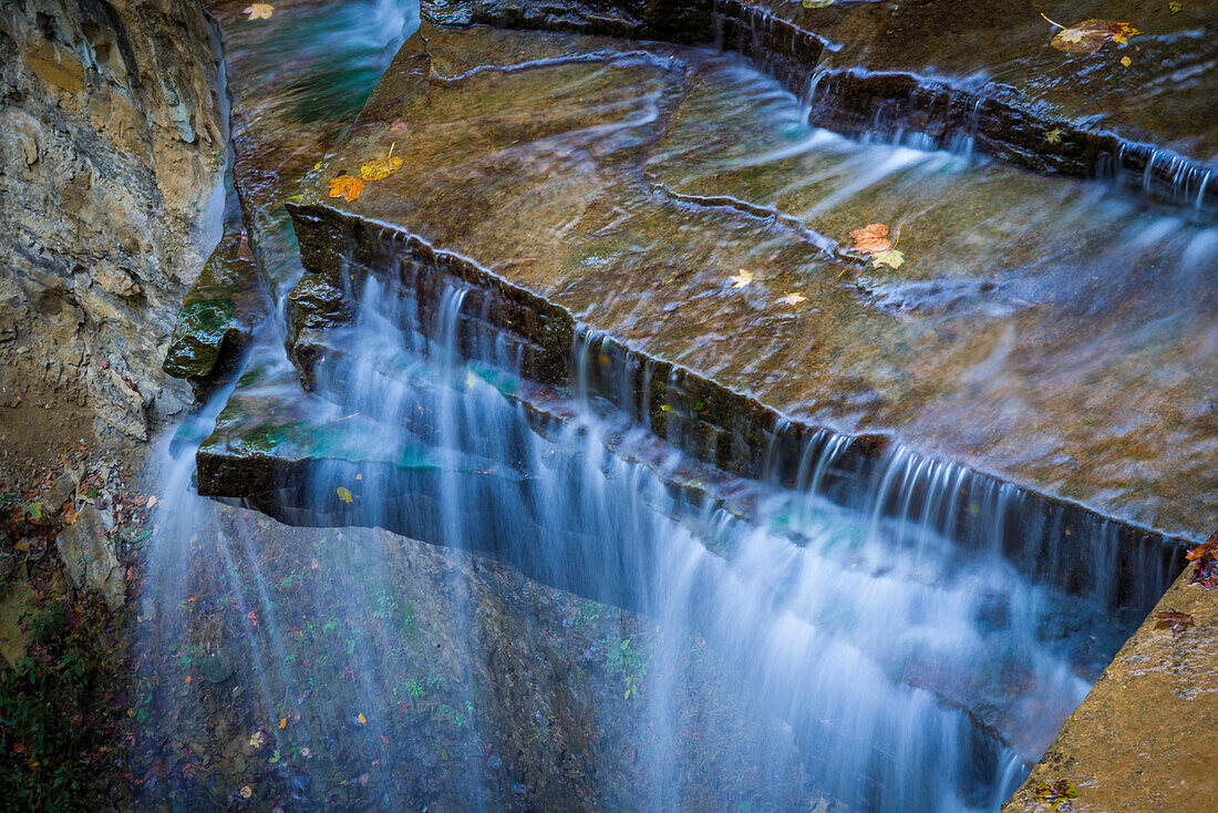 Rocky Ledges with Waterfall in Clifty Creek Park, Indiana