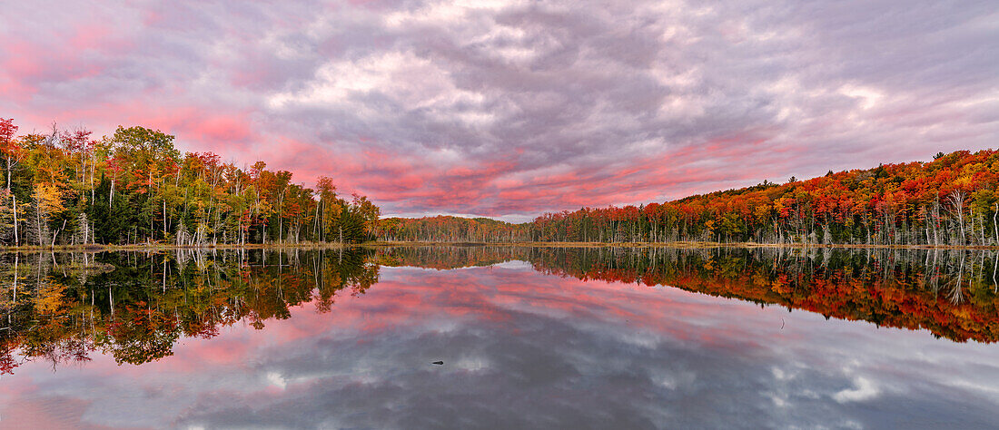 Red Jack Lake and sunrise reflection, Alger County, Upper Peninsula of Michigan.