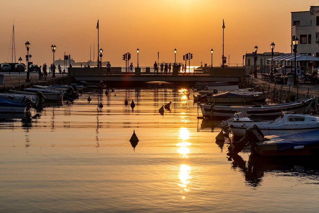 View of the Grand Canal at sunset, Trieste, Friuli-Venezia Giulia, Northern Italy, Italy, Europe