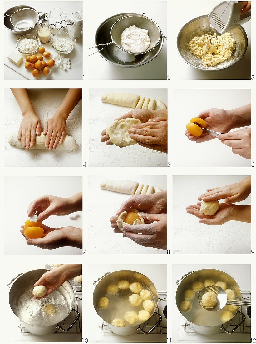 Making apricot dumplings
