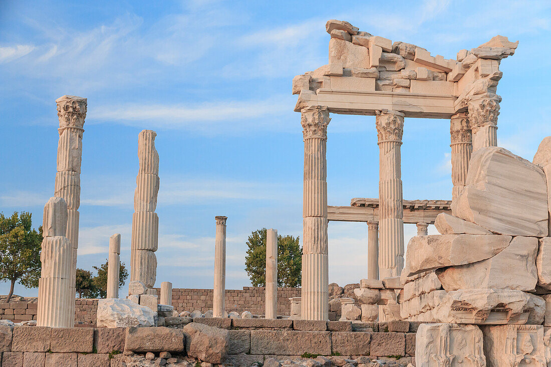 Turkey, Izmir Province, Bergama, Pergamon. Ancient cultural center. Temple of Trajan on the acropolis . UNESCO Heritage Site. Temple of Trajan on the acropolis.