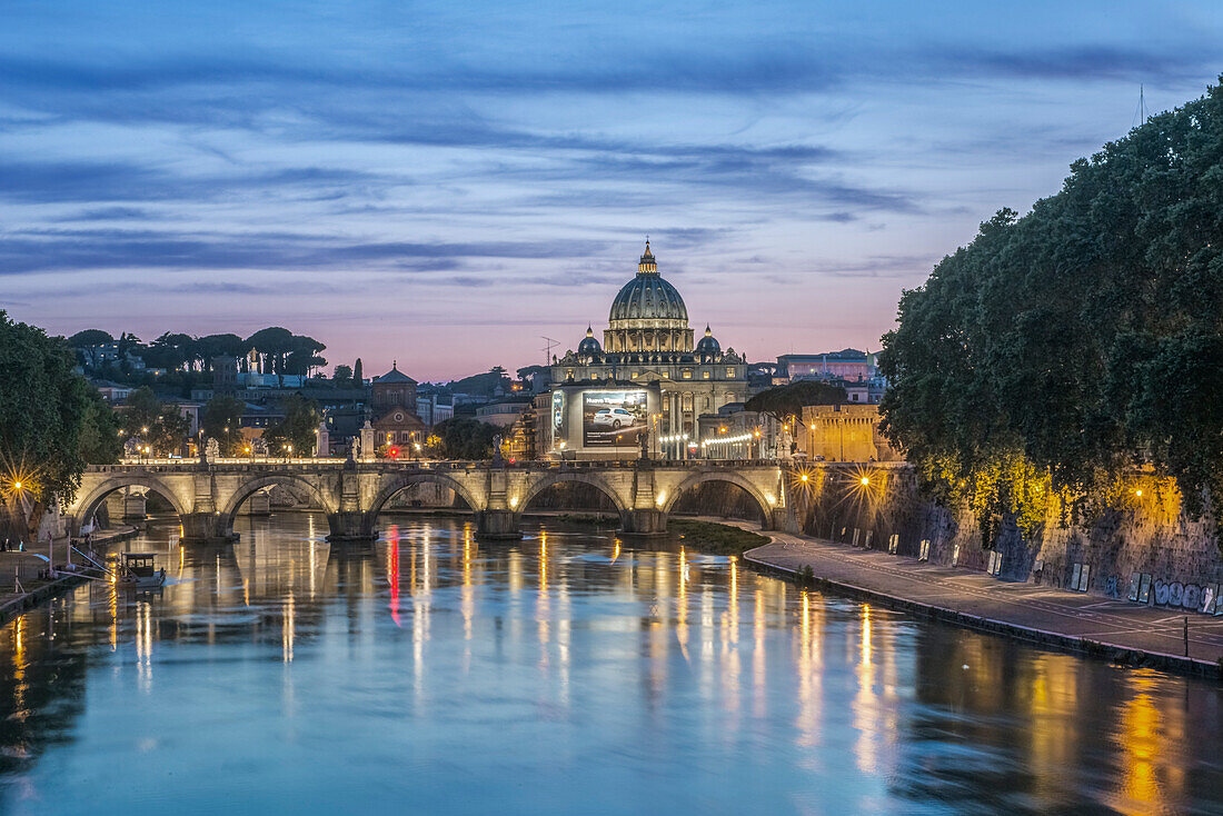 Italy, Rome, Tiber River Sunset