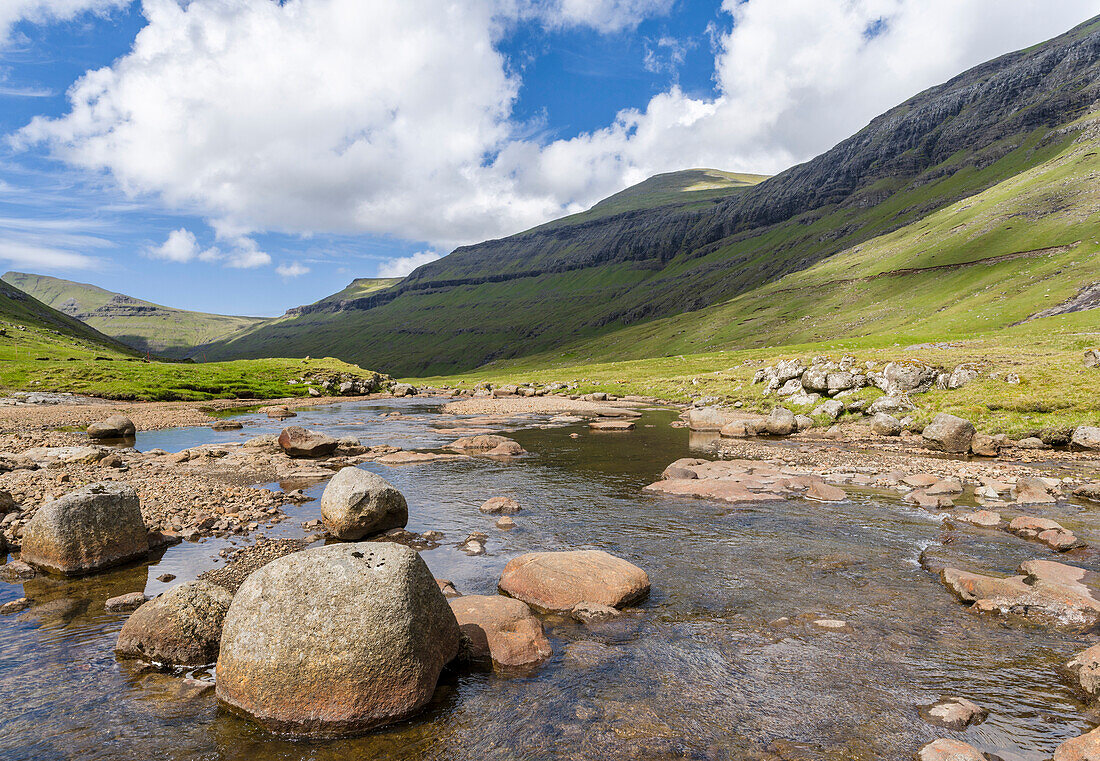 The valley of Saksun, one of the main attractions of the Faroe Islands. Denmark, Faroe Islands