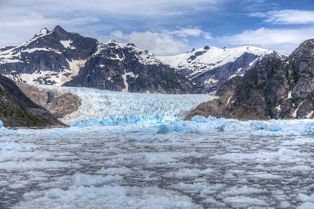 Le Conte-Gletscher, südlichster Gletscher in Südost-Alaska in der Nähe von Petersburg, USA