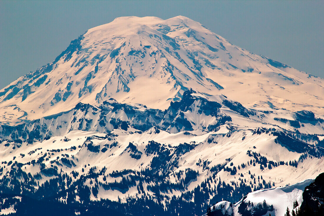 Snowy Mount Saint Adams Mountain Glacier from Crystal Mountain