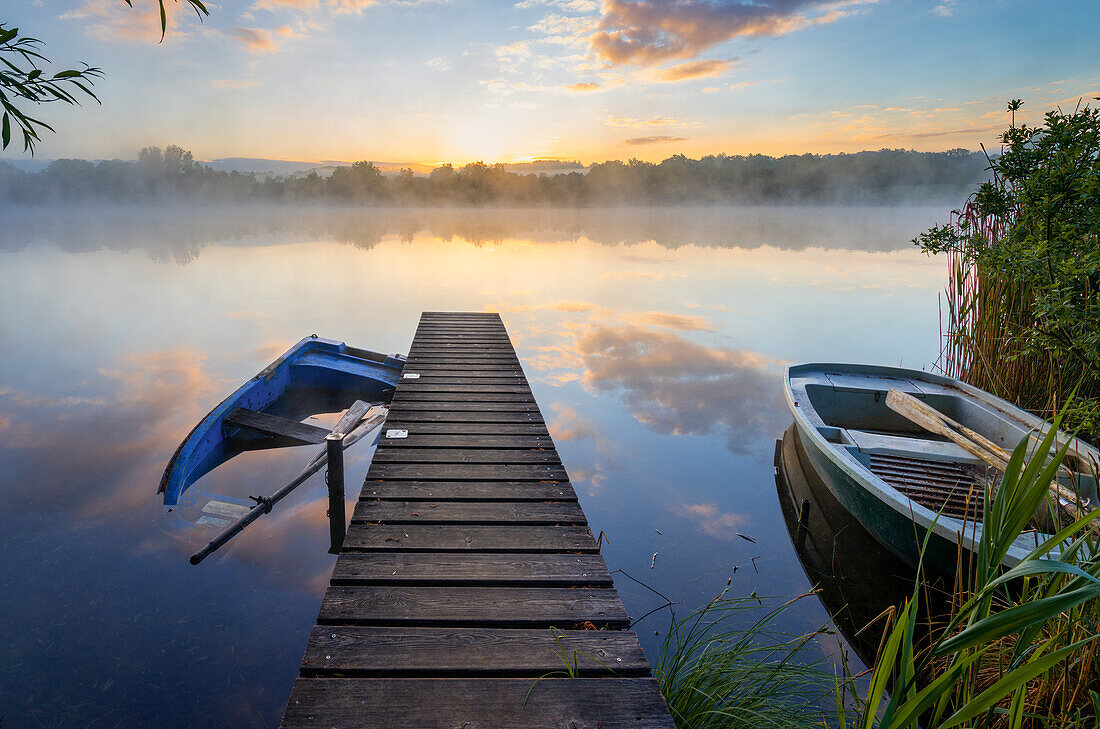 Frühherbstmorgen am Dietlhofer See, Weilheim, Bayern, Deutschland