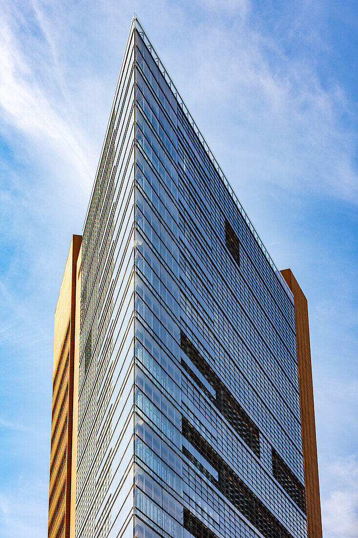 Forum Tower high-rise building with tapered glass facade, Berlin, Germany