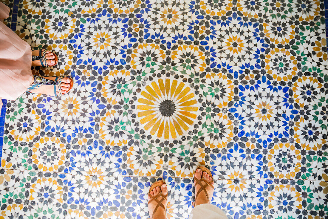 Mosaikfliesenboden im Palast Bahia in Marrakesh, Marokko