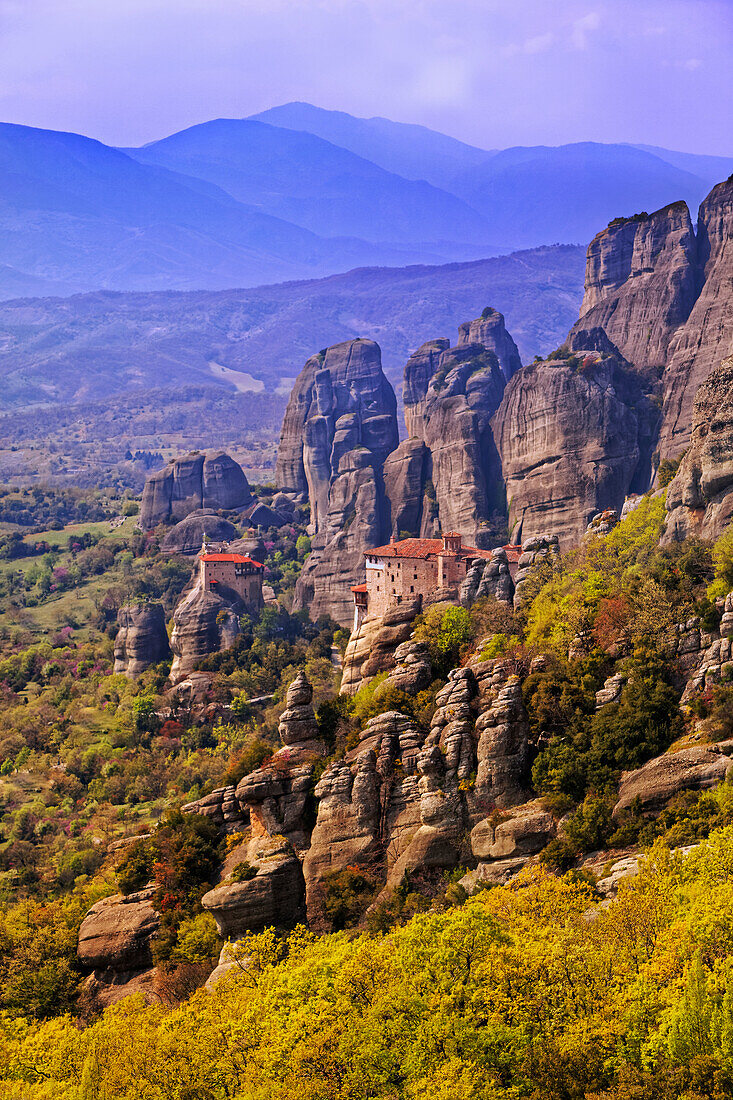 Greece, Meteora. Monastery atop mountains