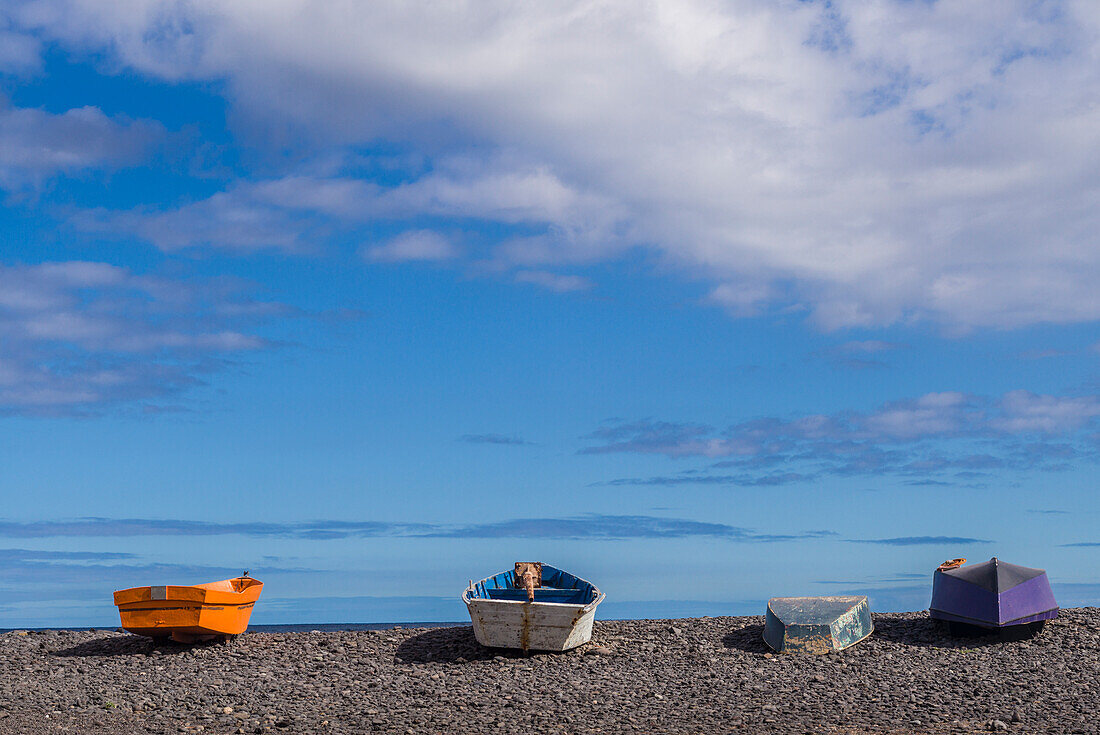 Spanien, Kanarische Inseln, Insel Fuerteventura, Pozo Negro, Fischerboote