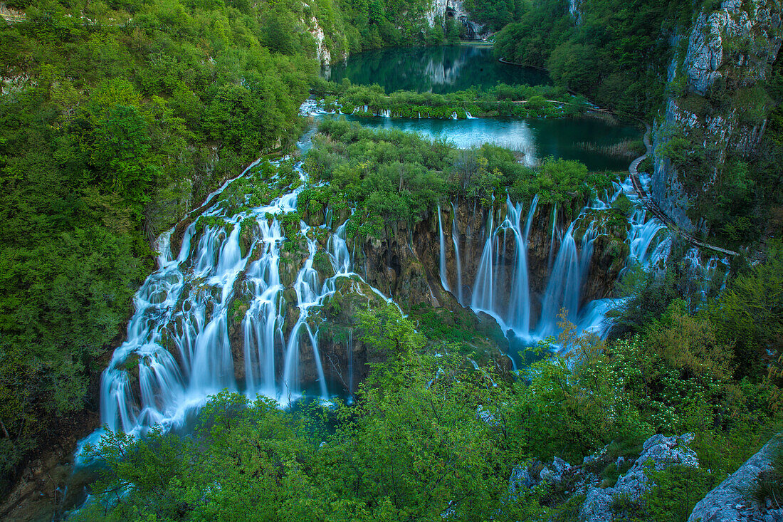 Croatia, Plitvice Lakes National Park. Waterfall landscape