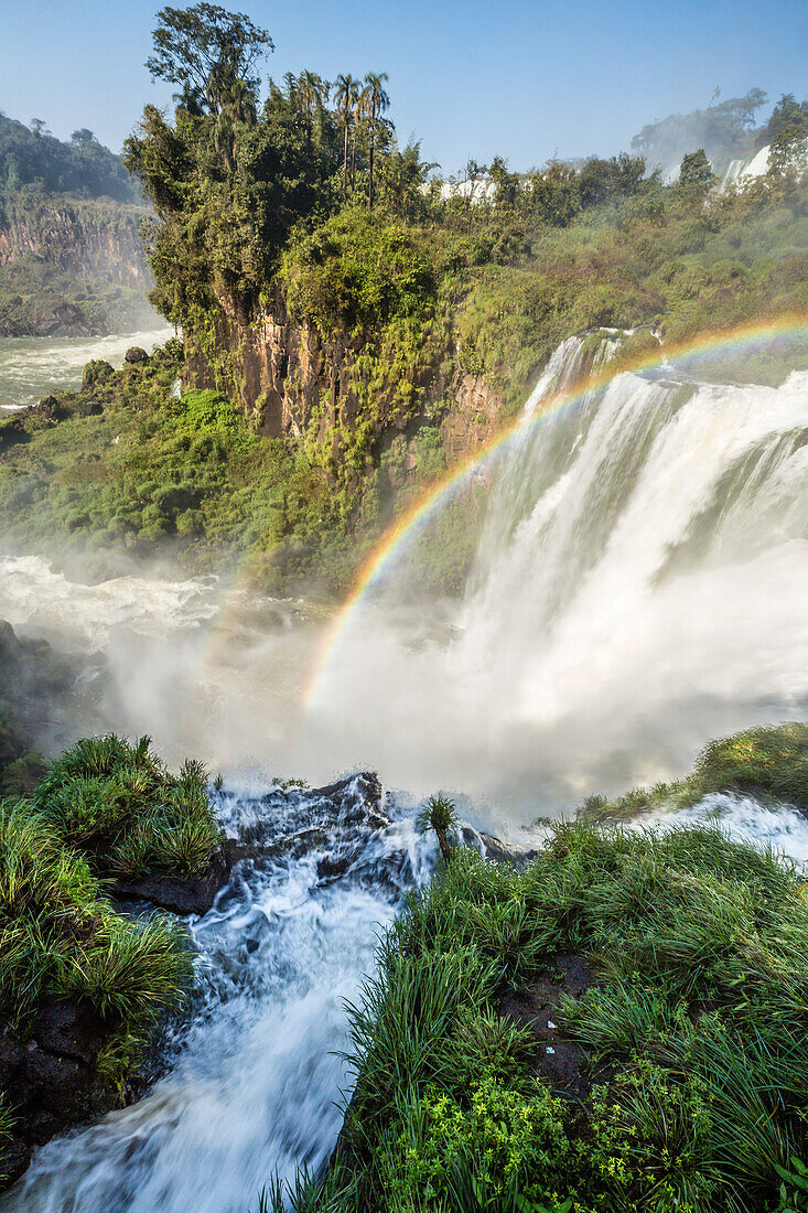 Brazil, Iguazu Falls. Landscape of waterfalls