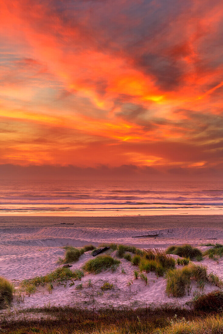 USA, Oregon, Florenz. Sonnenuntergang am Strand