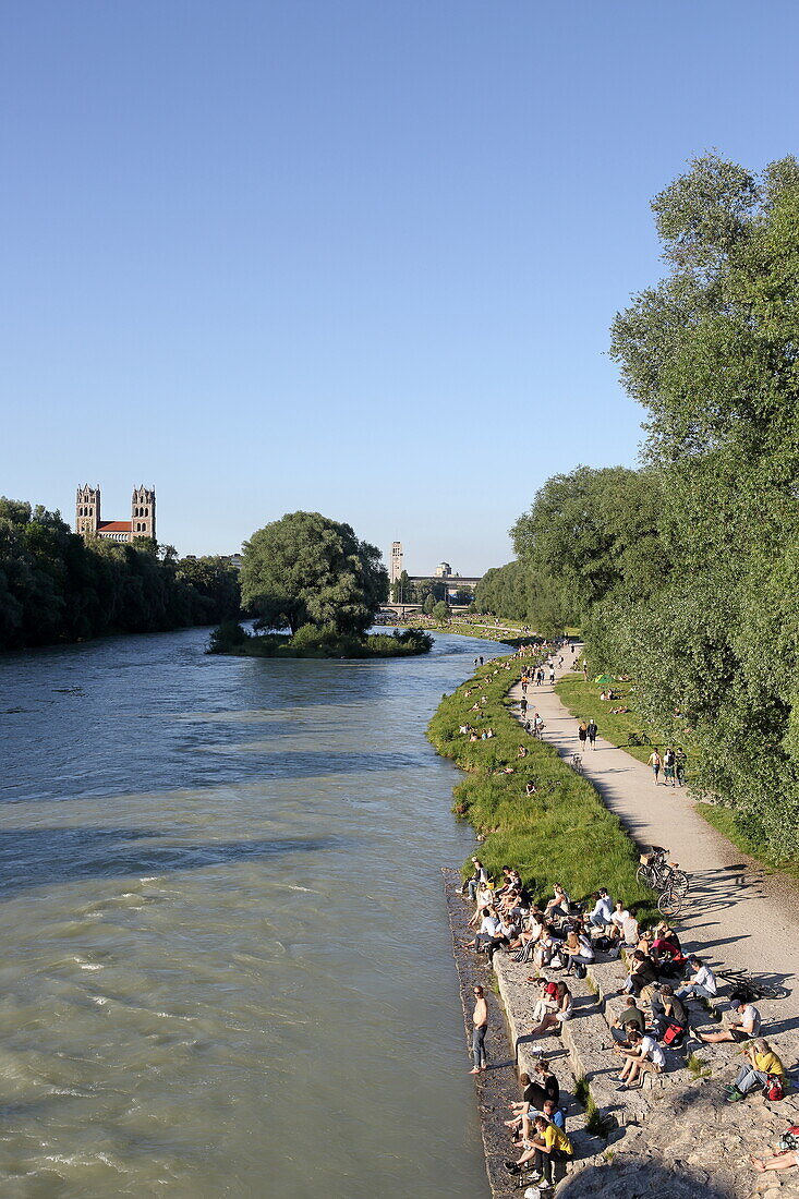 Redesigned Isar at Untergiesing/ Au, Bavaria, Germany