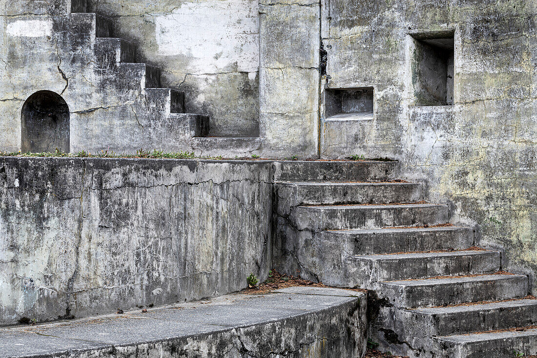 USA, Washington State, Port Townsend. Concrete steps and walls of fort.