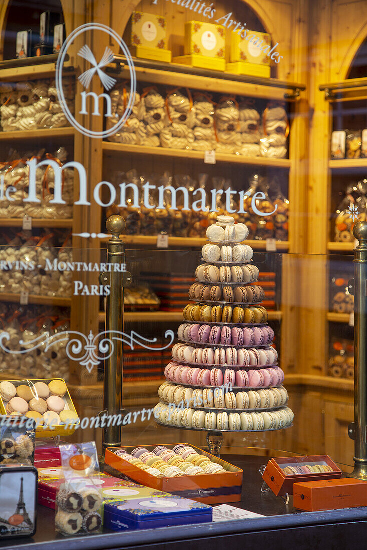 Macarons shop, Montmartre, Paris, France