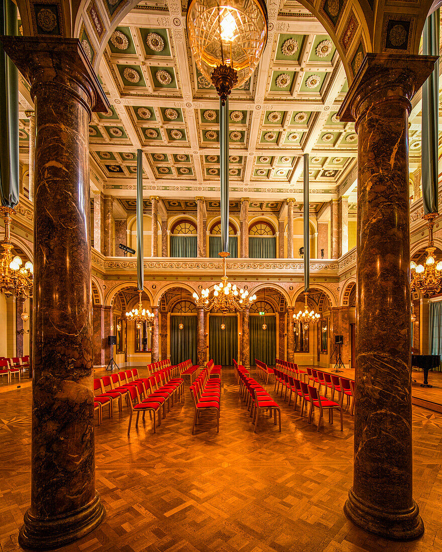 Marble Hall in the Kursaal building in Bad Ems, Rhineland-Palatinate, Germany