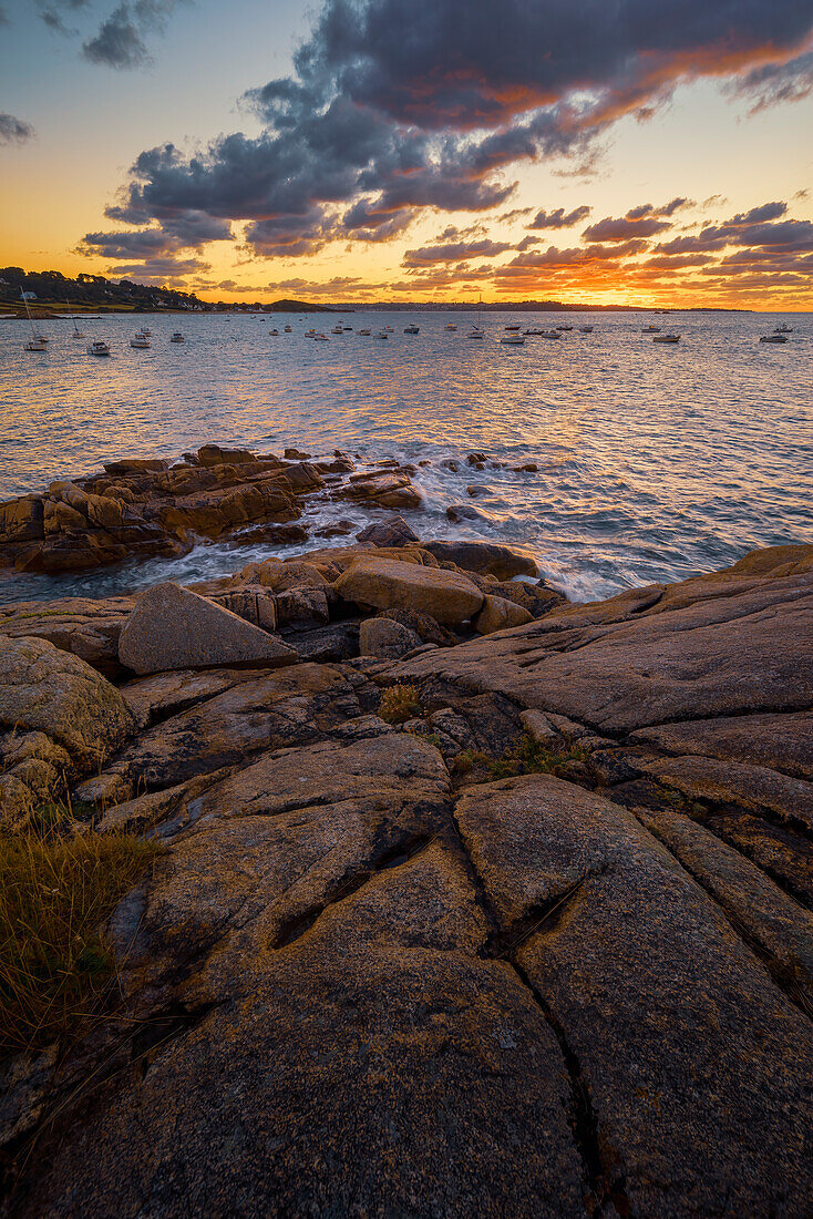 Picturesque sunset in Brittany, Brittany, France, Europe