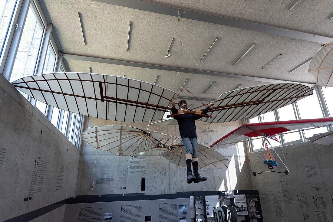 Historical flying machine, Otto Lilienthal Centrum, Stölln, Brandenburg, Germany