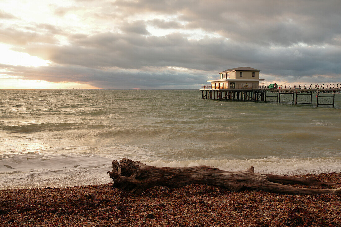 Evening mood at Totland Pier in Freshwater, Isle of Wight