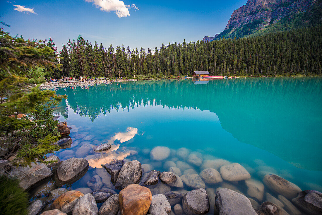 Low angle photo of Lake Louise in Banff, Canada