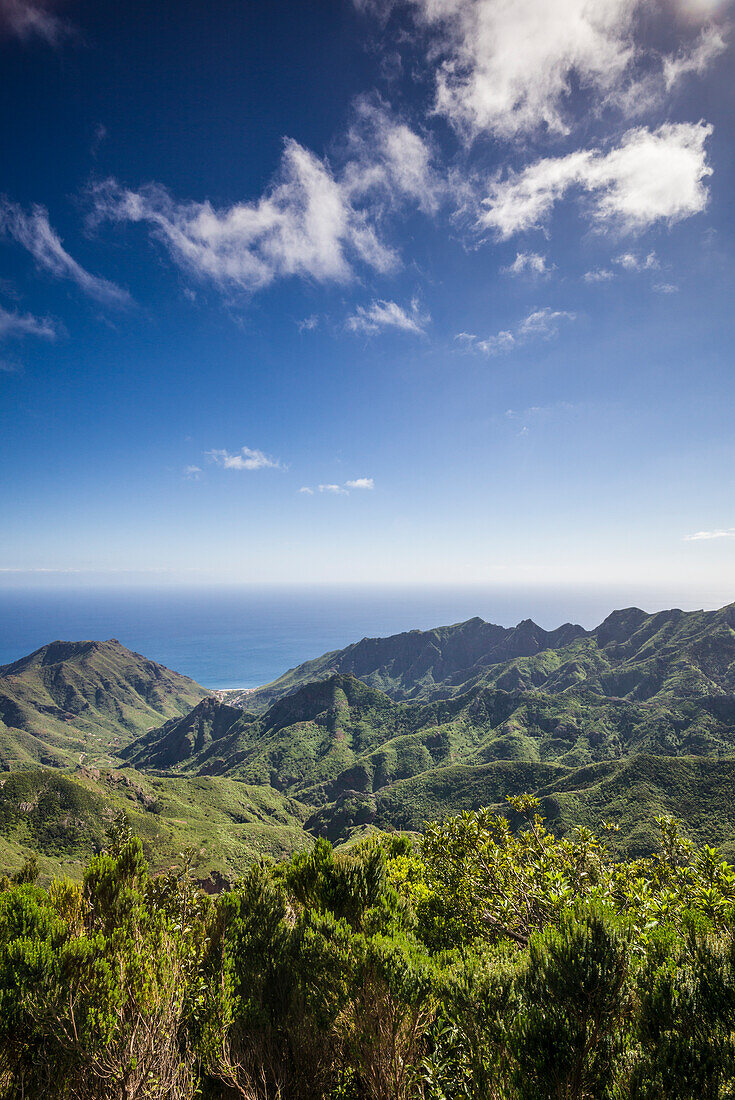 Spain, Canary Islands, Tenerife Island, northeast, La Cumbrilla, view of the Anaga Mountains