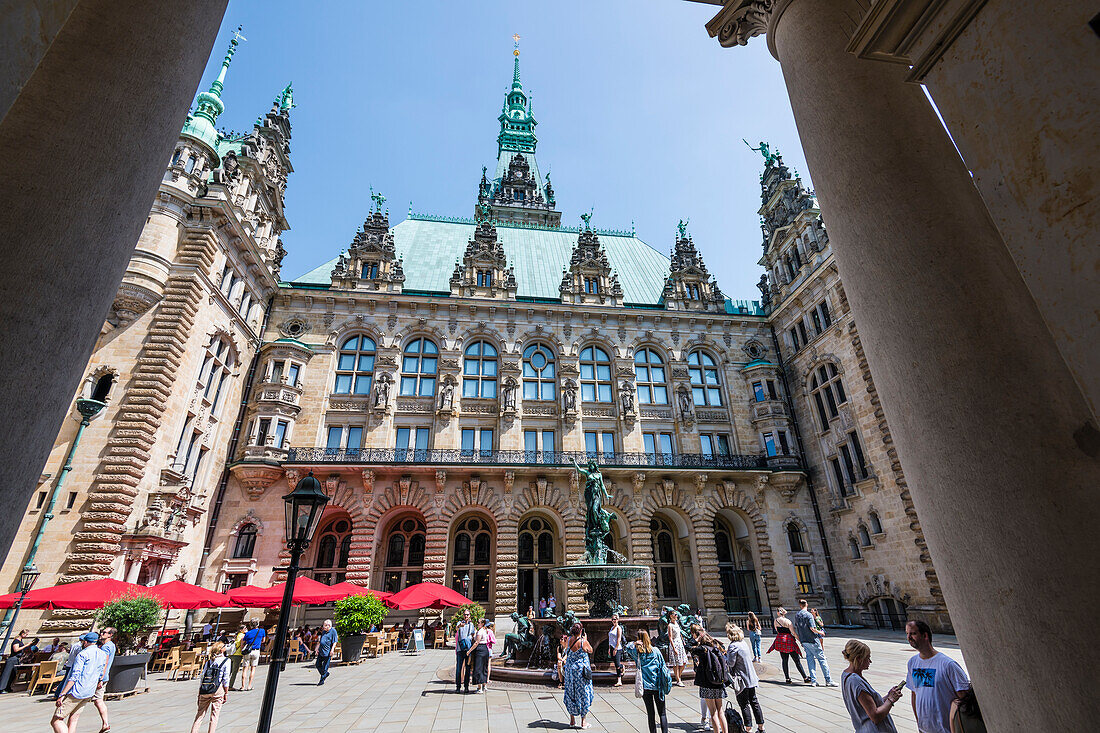 Inner courtyard of the town hall, Altstadt, Hamburg, Germany