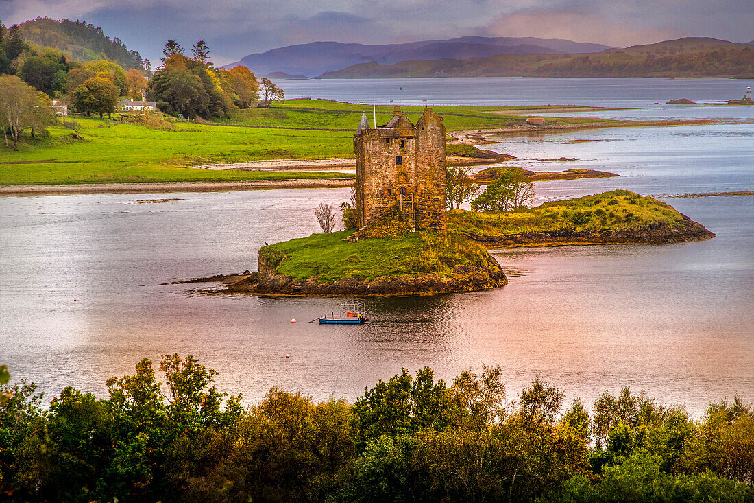 Castle Stalker built on a small Island near Port Appin. 14th Century, Scotland.