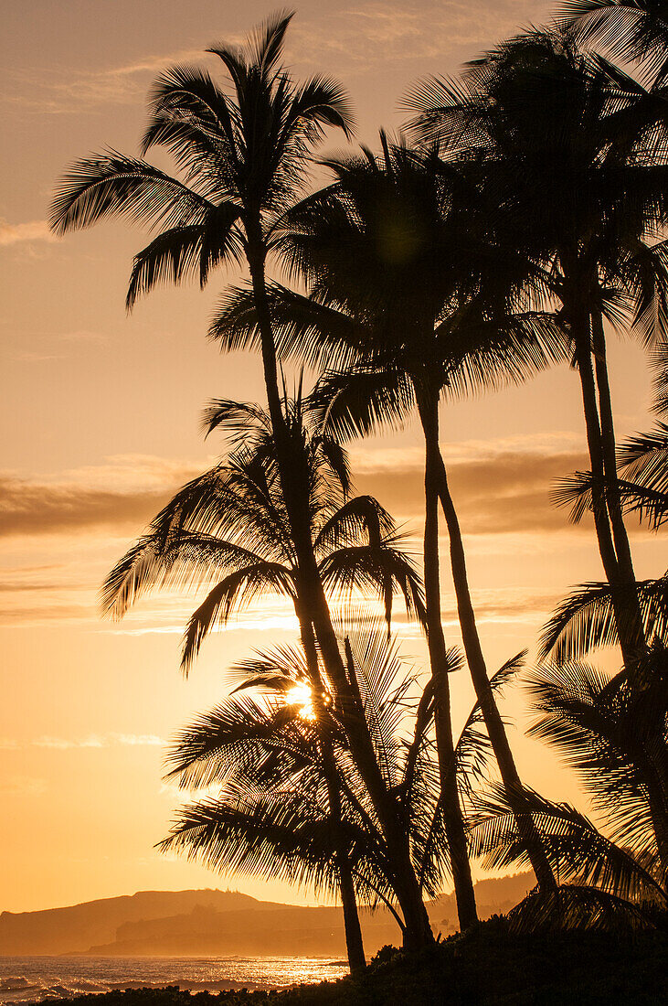 Sunset at Poipu beach, Kauai, Hawaii.