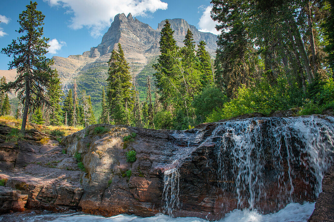 Reynolds Mountain und Virginia Falls, Glacier National Park, Montana, USA