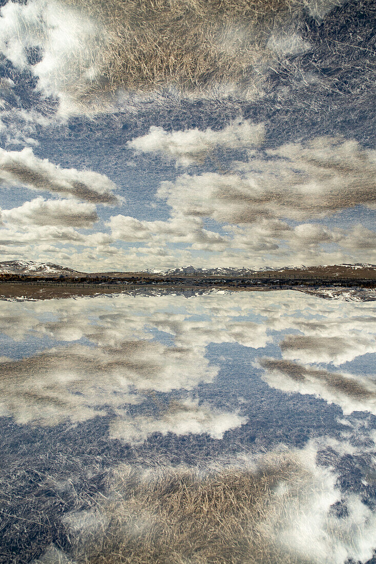 Panorama Doppelbelichtung der Grand-Teton-Bergkette, Wyoming, USA