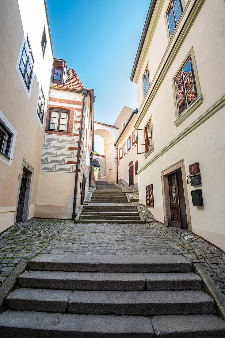 Staircase in Cesky Krumlov, South Bohemia, Czech Republic