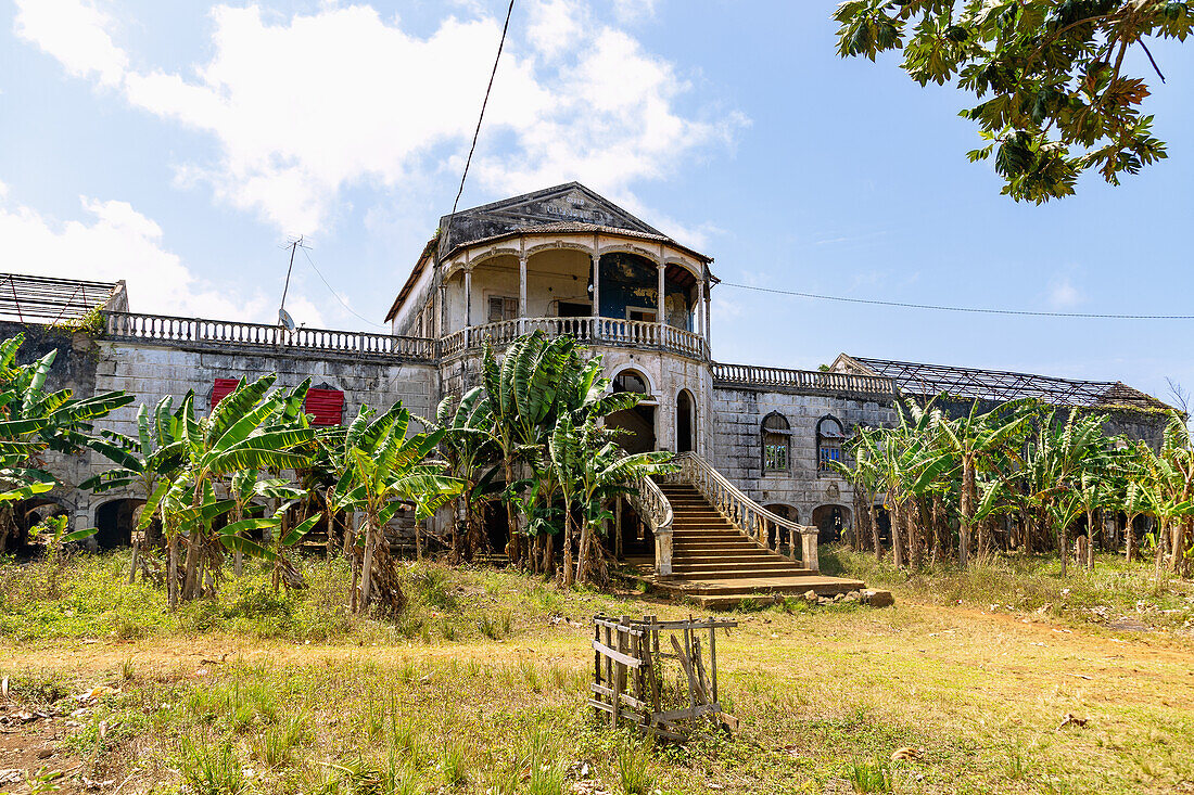 historic hospital building of Roça Água-Izé on the island of São Tomé in West Africa