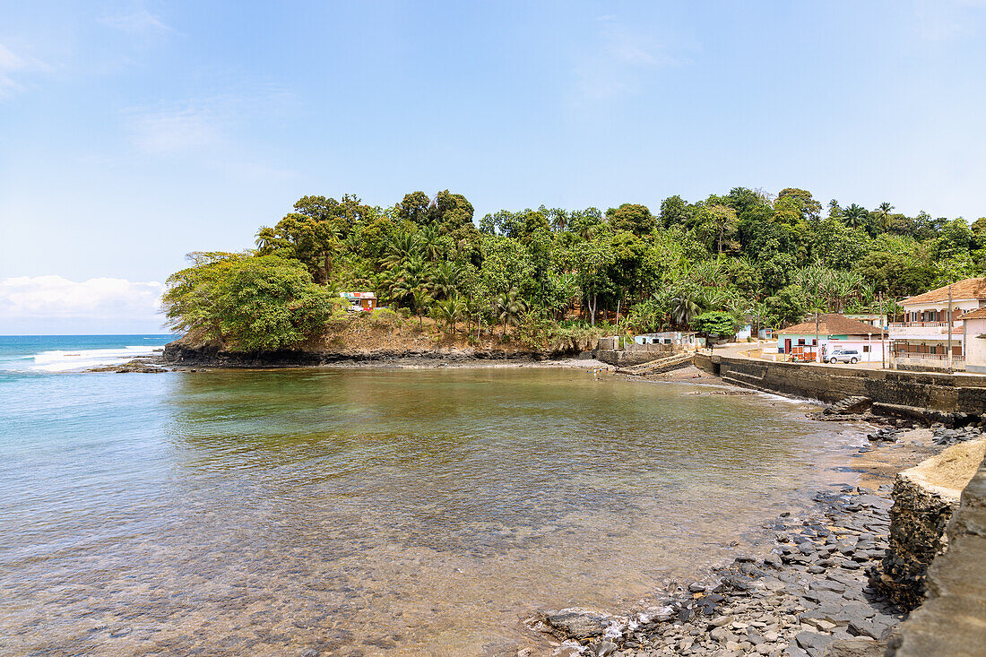 Santana with a beach bay on the island of São Tomé in West Africa