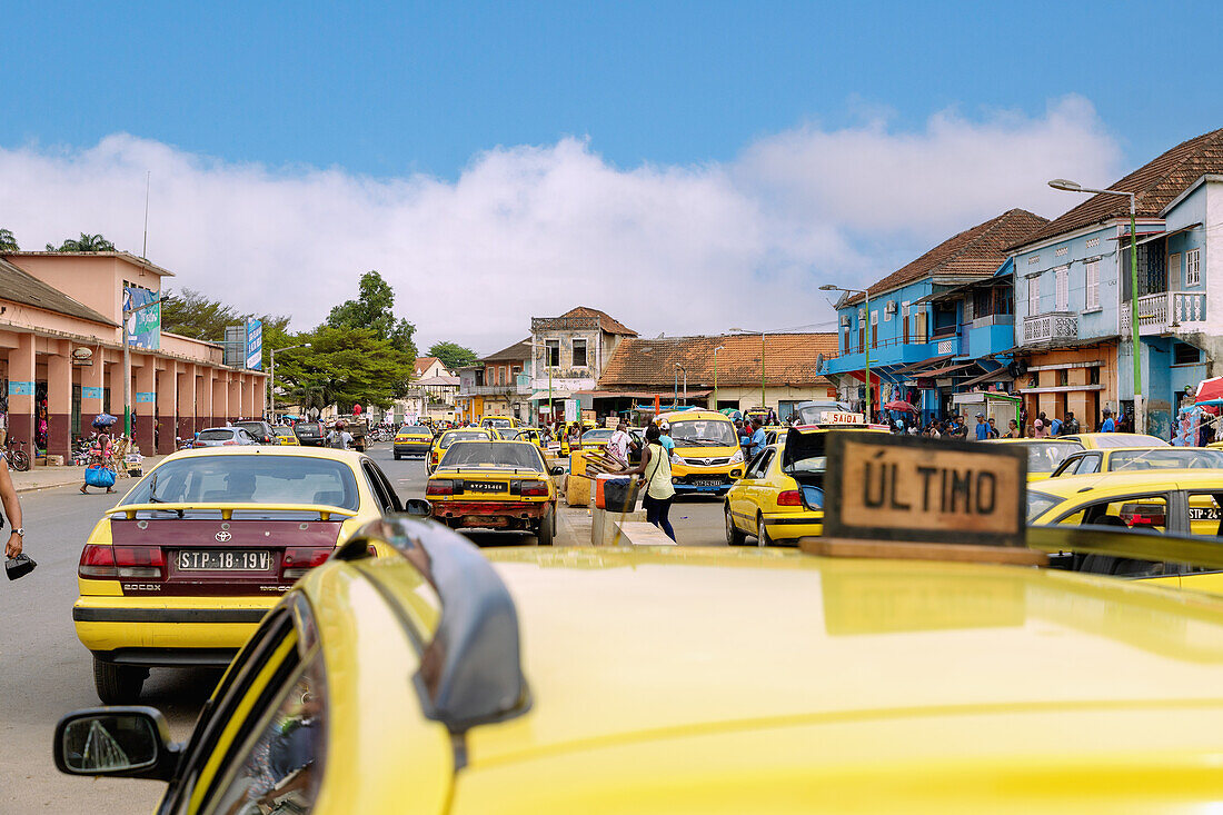 Praça de Taxi in the city center of Sao Tome on the island of Sao Tome in West Africa