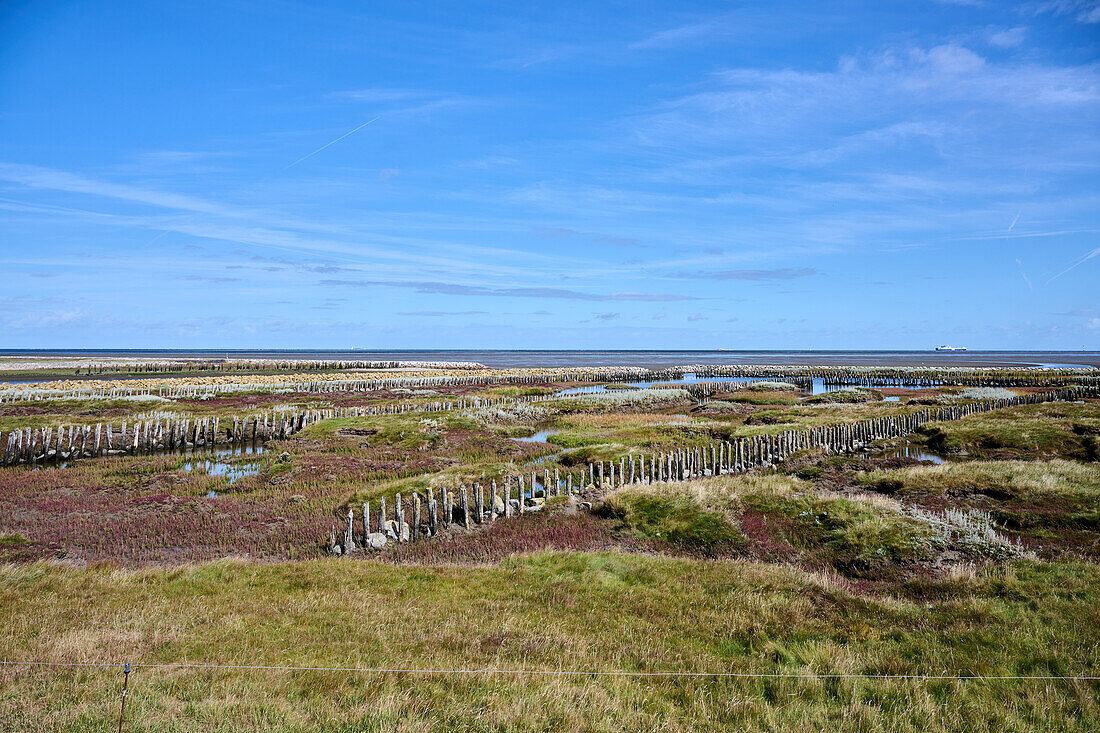 View of land reclamation at Neuwerk, Hamburg, Germany