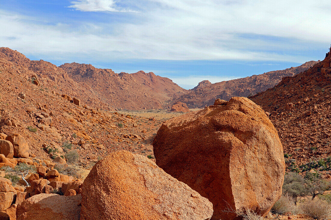 Namibia; Karas region; Southern Namibia; Tiras mountains; Namib Desert; barren landscape; Red sandstone hills and formations
