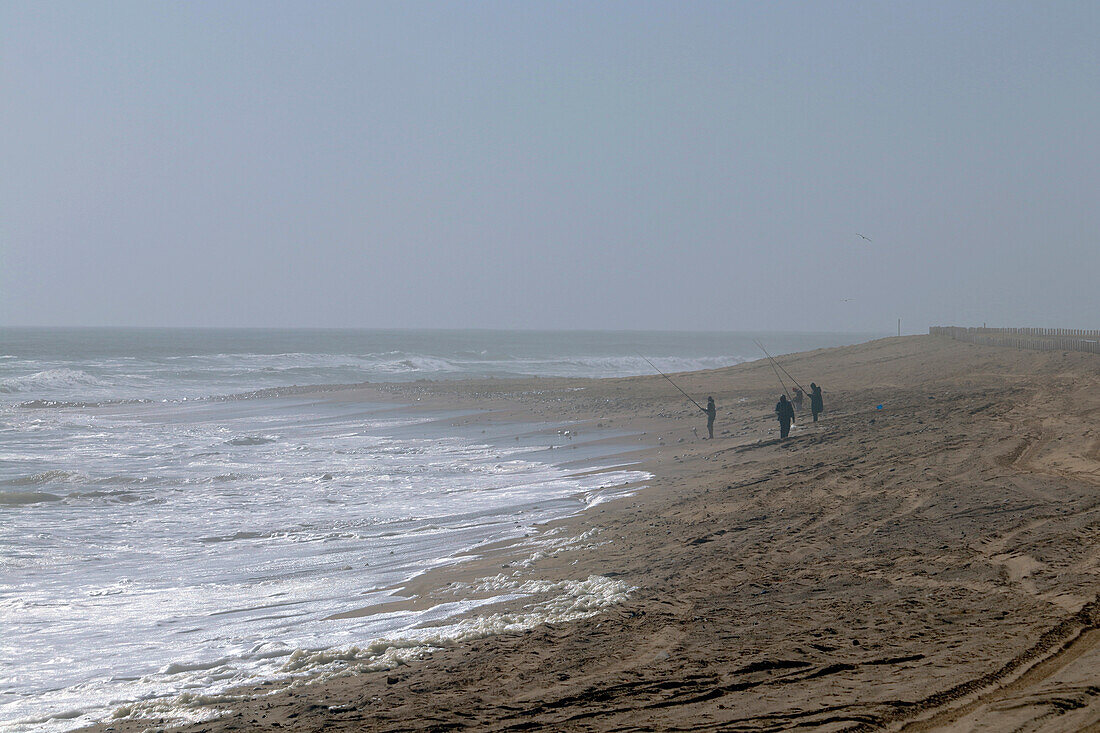 Namibia; Karas region; Southern Namibia; near Swakopmund; Fisherman on the Atlantic