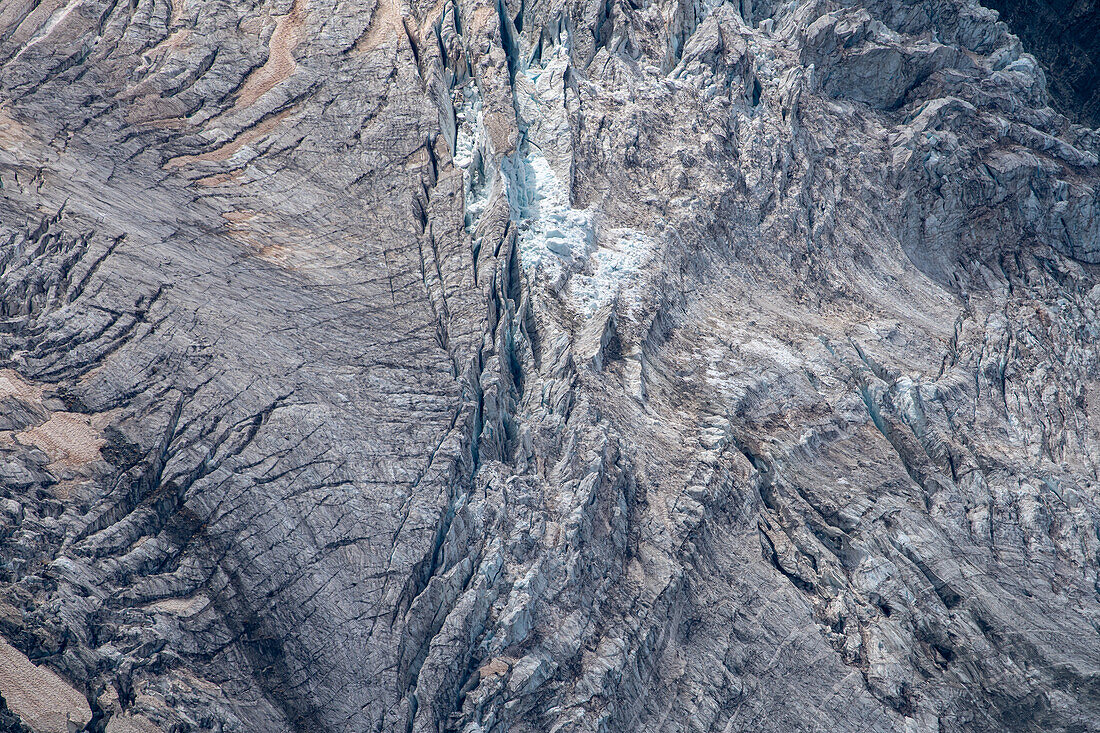 Details vom Gletscher am Mont Blanc, Vallée de Chamonix-Mont-Blanc, Le Mont-Blanc, Bonneville, Haute-Savoie, Auvergne-Rhône-Alpes, Frankreich