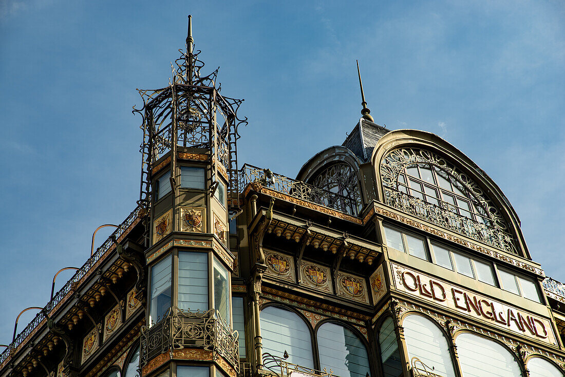 Art Nouveau front of the Museum of Musical Instruments in Brussels, Belgium.