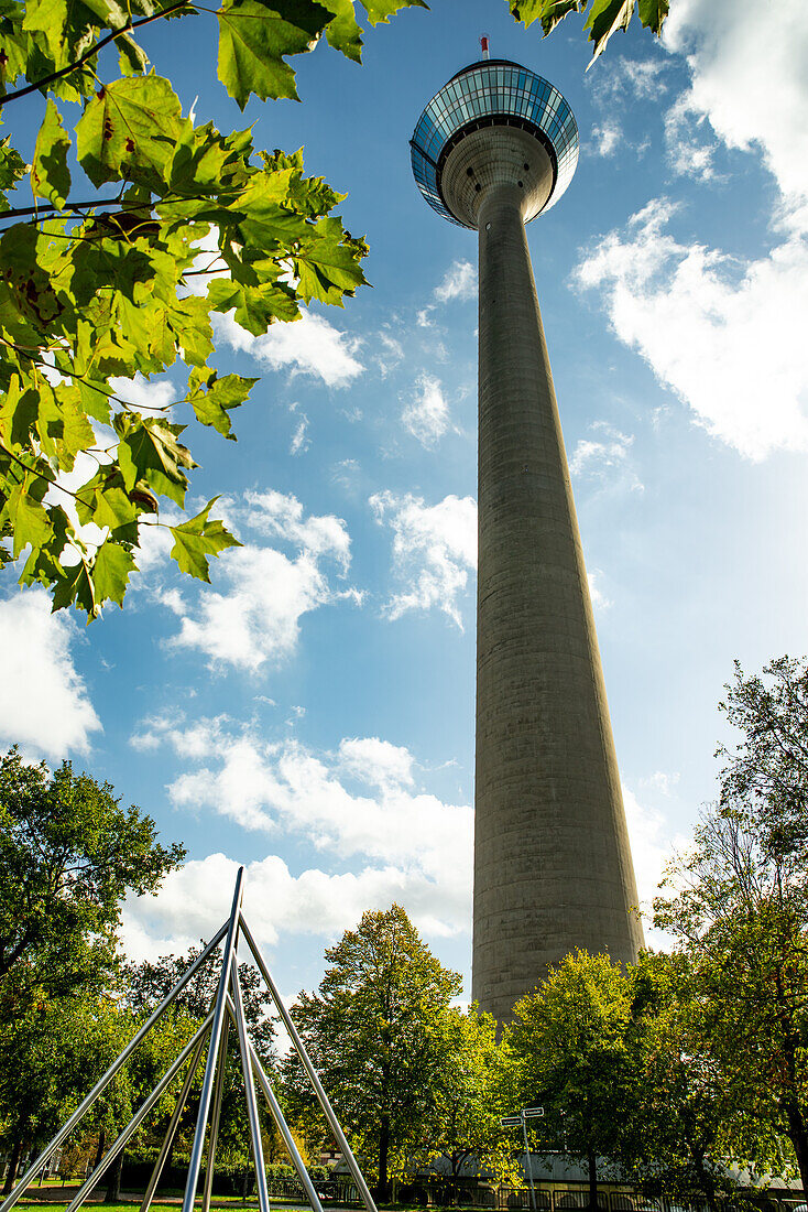 The energie-pyramide and the Rhine tower in Dusseldorf, Germany.