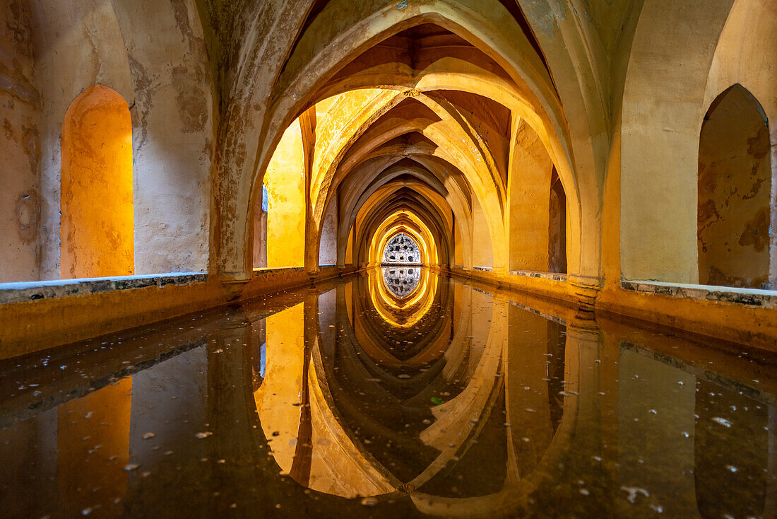 Bäder Baños Doña María de Padilla, Königspalast Alcázar, Sevilla Andalusien, Spanien 