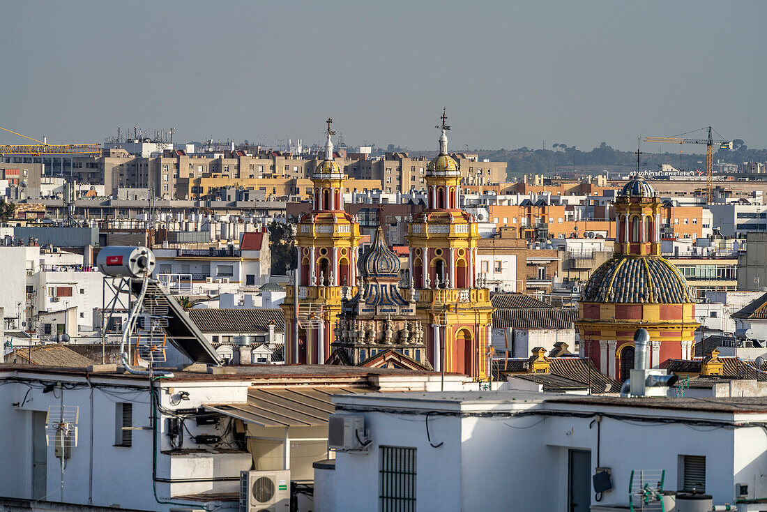 View from the Metropol Parasol of the Iglesia de San Ildefonso church, Seville, Andalusia, Spain