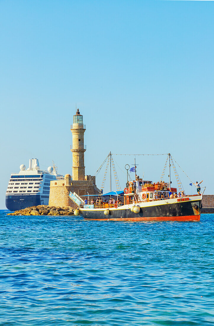 Venetian lighthouse, Chania, Crete, Greek Islands, Greece