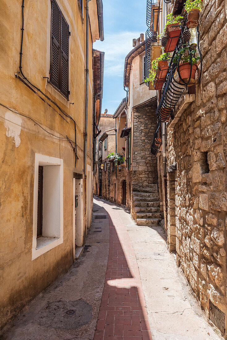 Alley in the mountain village of Peille in the French Maritime Alps, Provence, France